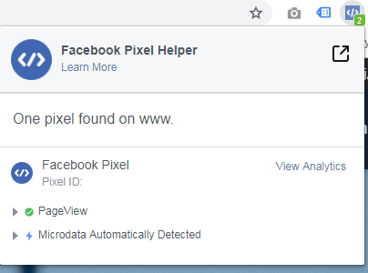 facebook pixel helper