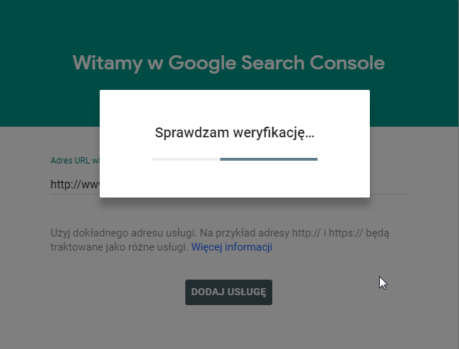 google search console weryfikacja uprawnień do strony