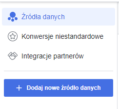 dodaj nowe źródło danych facebook pixel