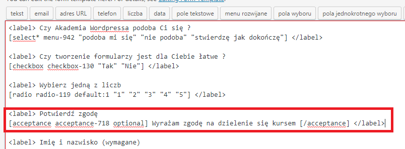 potwierdzenie zgody wordpress